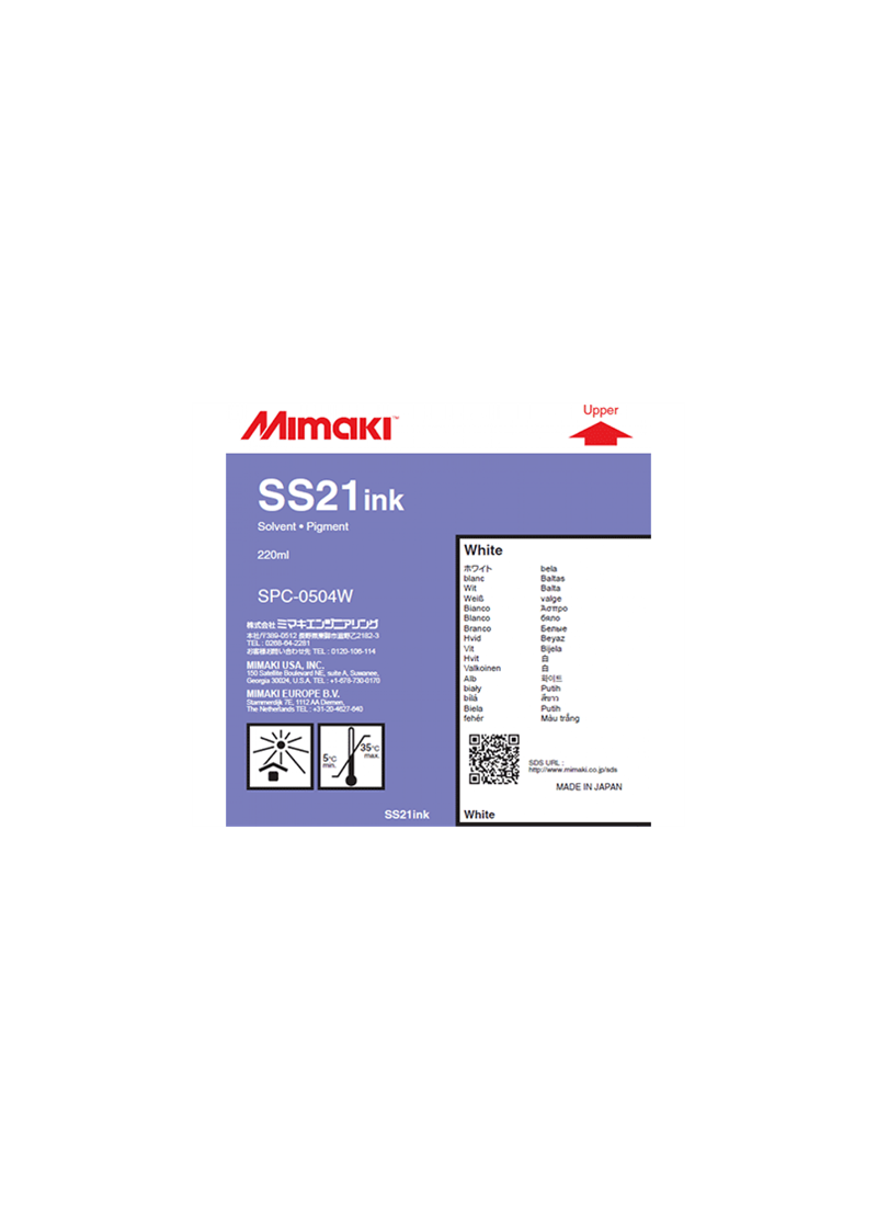 Inchiostro Mimaki SS21 White solvent cartuccia 220ml Inchiostro Mimaki SS21 White solvent cartuccia 220ml