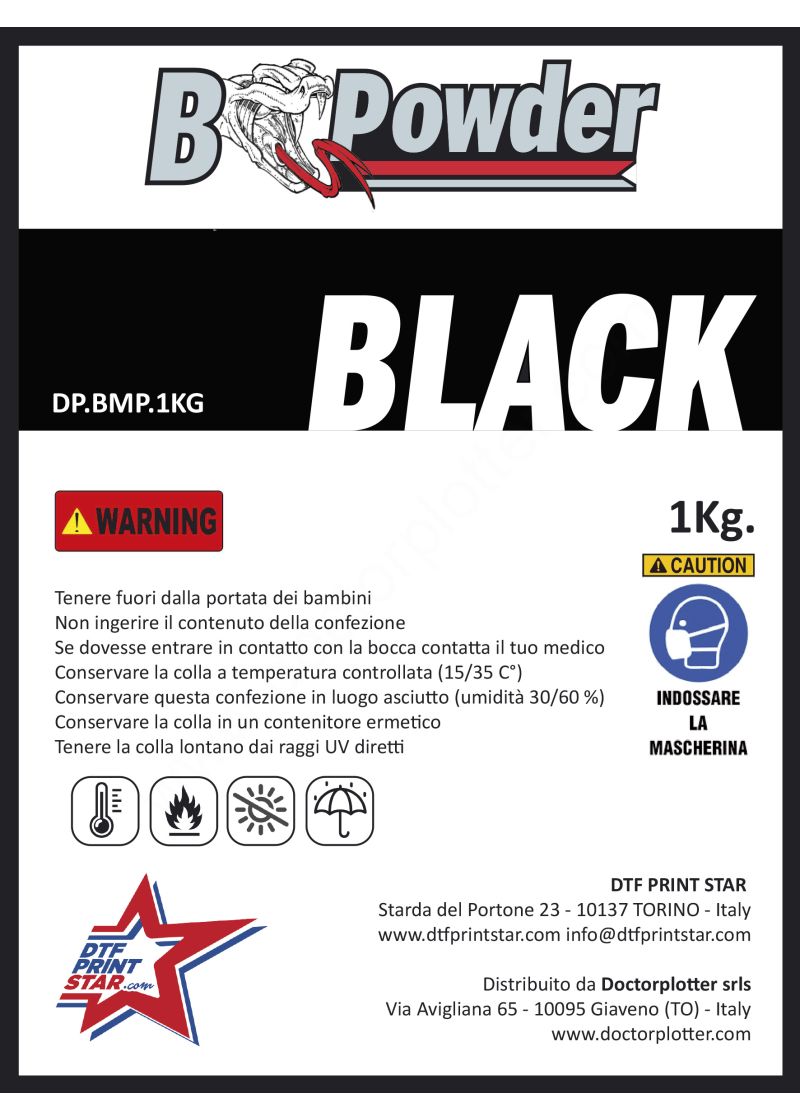 Hot melt powder BLACK - DTF Colla in polvere nera 1 Kg. - Blockout Hot melt powder BLACK - DTF Colla in polvere nera 1 Kg. - Blockout