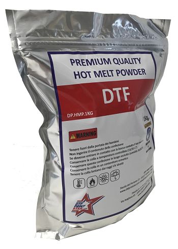 Hot melt powder  BLACK - DTF Colla in polvere nera 1 Kg. - Blockout